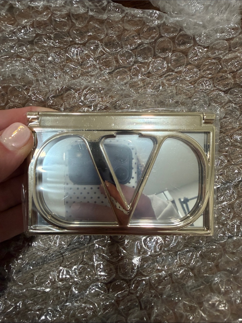 Valentino Gold Mirror Compact with V Logo